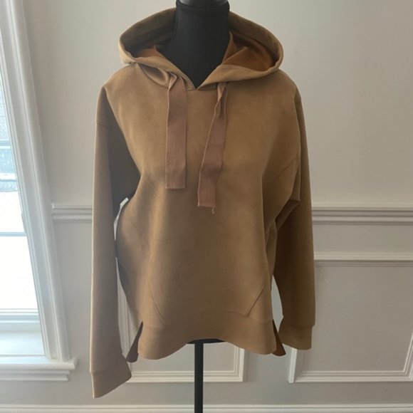 Yaya Women's Faux suede Hoodie Camel - Picture 1 of 5